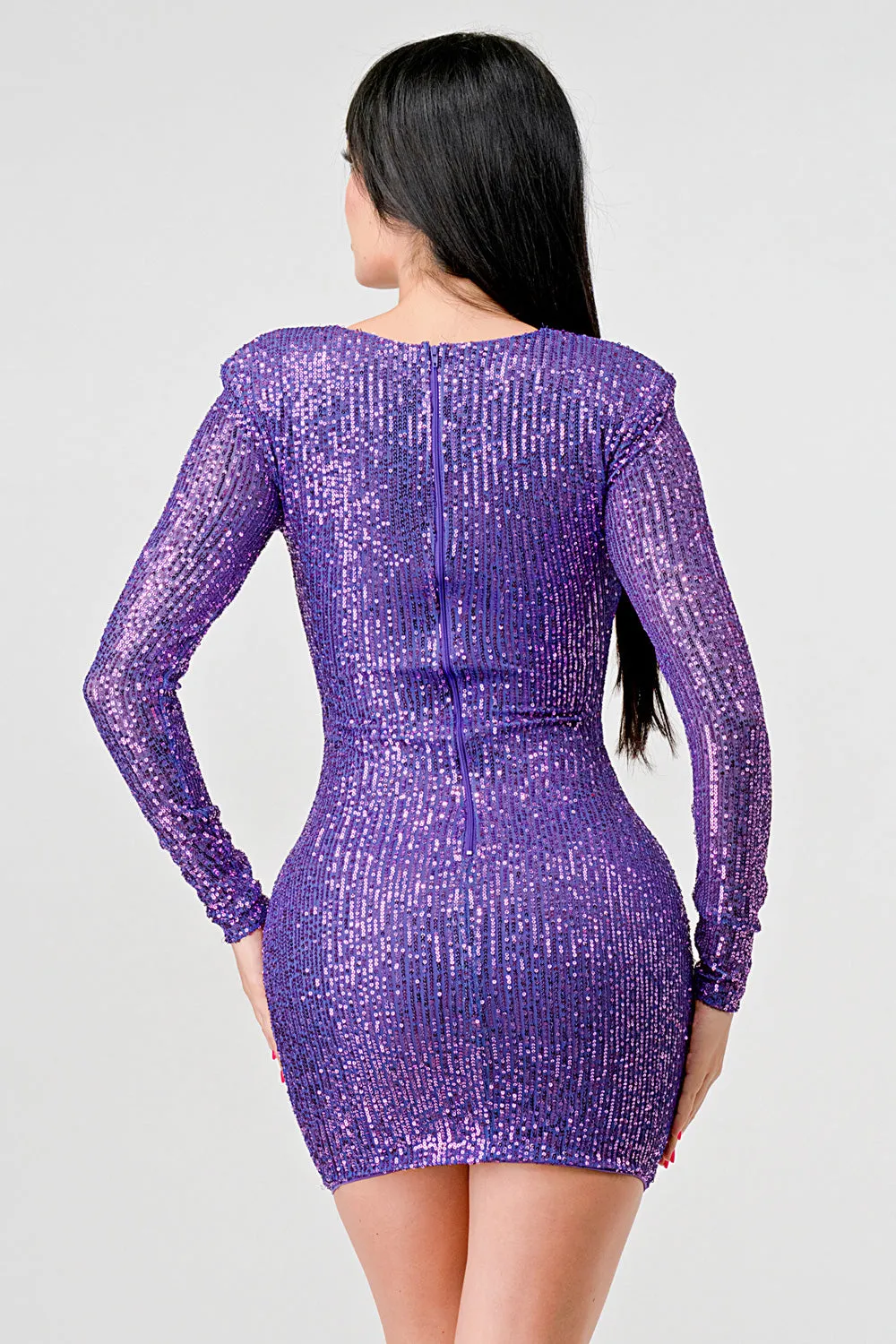 LUX SEQUINS GLITTER CUTOUT BODYCON MINI DRESS sold by privy product image thumbnail 3
