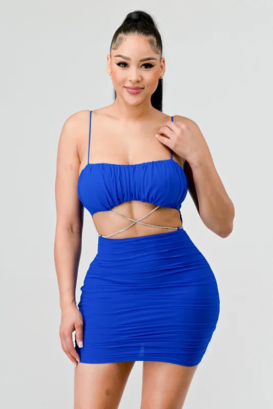SEXY MESH GLITTER DRAWSTRING WAIST TIE MINI DRESS sold by privy