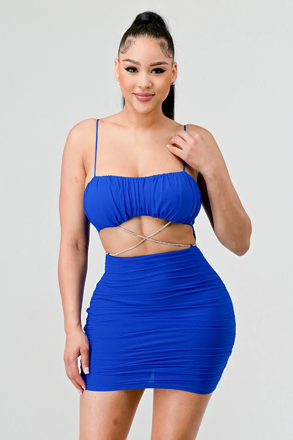 SEXY MESH GLITTER DRAWSTRING WAIST TIE MINI DRESS sold by privy