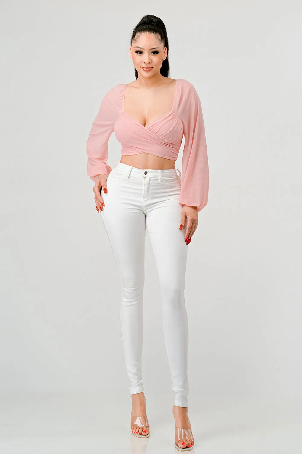 LUXE MESH CROSSING SWEETHEART CROPPED TOP sold by privy product image thumbnail 4