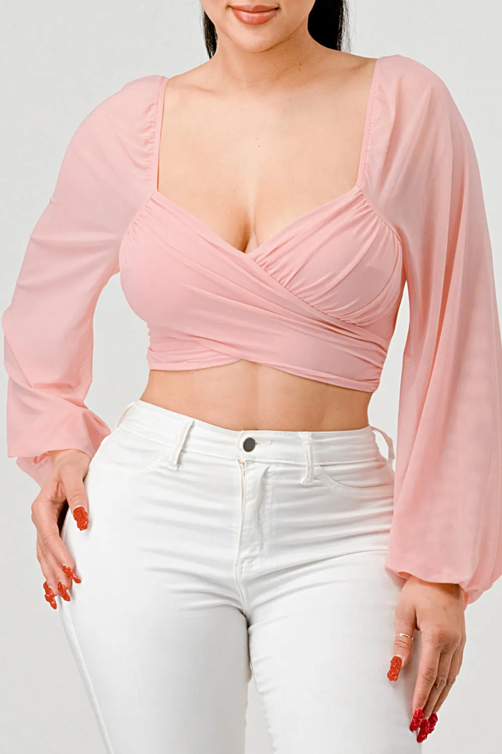 LUXE MESH CROSSING SWEETHEART CROPPED TOP sold by privy product image thumbnail 5