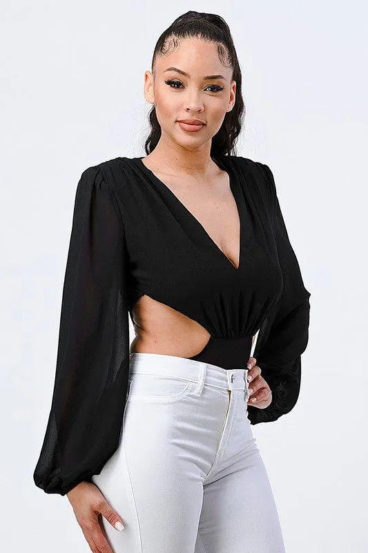 SEXY SIDE CUT OUT LONG SLEEVE BODYSUIT sold by privy product image thumbnail 3