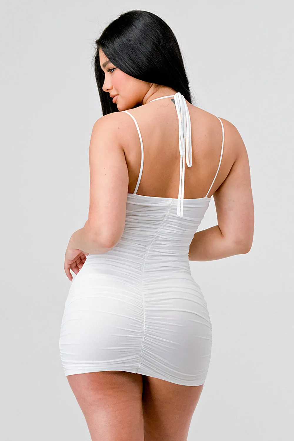SEXY MESH CORSET BACK NECK TIE BODYCON MINI DRESS sold by privy product image thumbnail 3