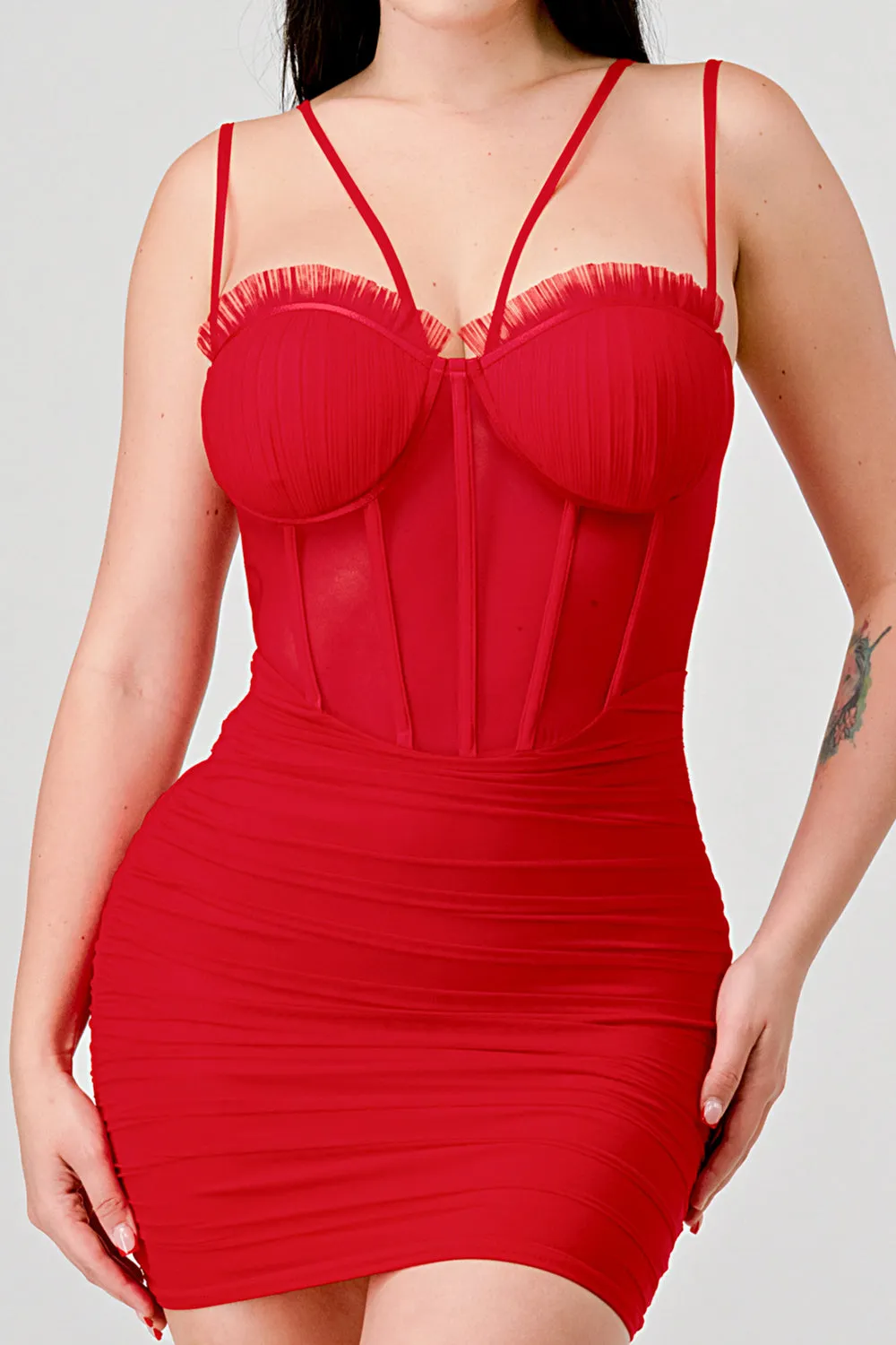CHIC SHEER MESH CONTRAST CORSET BODYCON MINI DRESS sold by privy product image thumbnail 5