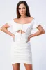 RUCHED FRONT RIBBON CUT-OUT BODYCON DRESS sold by privy