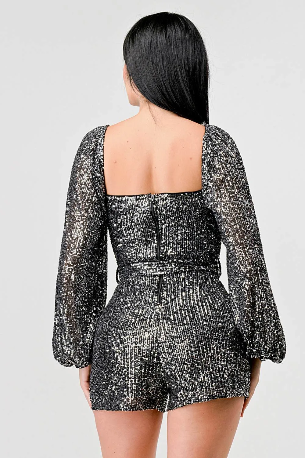 SEXY SEQUINS SWEETHEART WASIT TIE PEASANT ROMPER sold by privy product image thumbnail 4