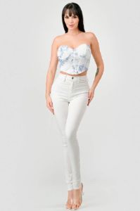 VINTAGE PRINT MESH SWEETHEART CONTRAST BUSTIER TOP sold by privy