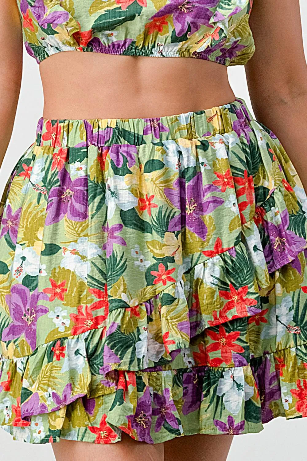 BS3182SL / FLORAL RUFFLED SMOCKED CROP TOP AND SKIRT SETS sold by privy product image thumbnail 5