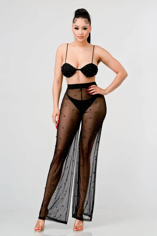 LUXE PEARL MESH BRALETTE AND SEE-THRU PANTS SET sold by privy
