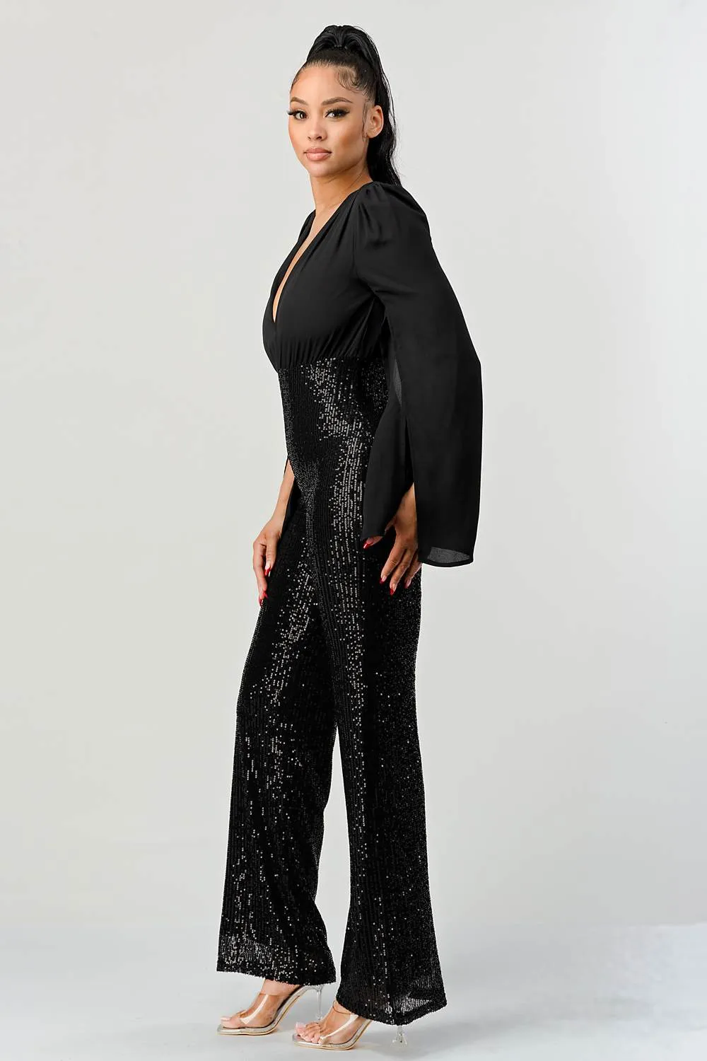 LUX WOOLDOBBY SLITTED TOP SEQUINS BOTTOM JUMPSUITS sold by privy product image thumbnail 3