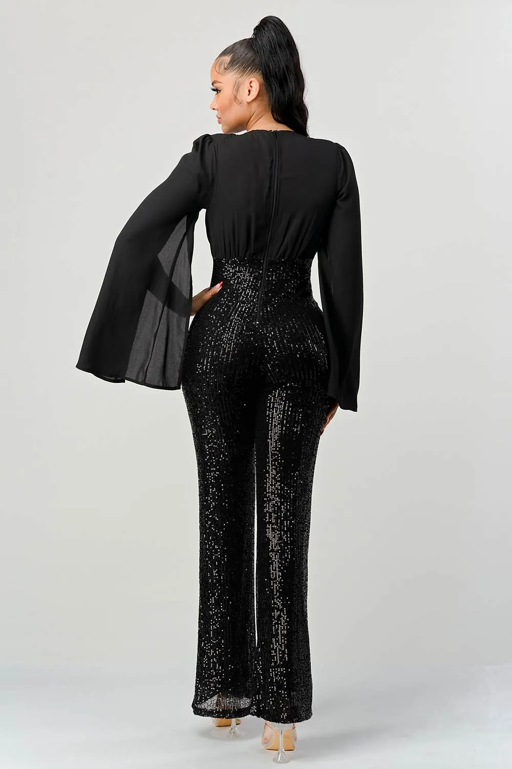 LUX WOOLDOBBY SLITTED TOP SEQUINS BOTTOM JUMPSUITS sold by privy product image thumbnail 4