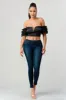 LUX STRETCH SATIN OFF SHOULDER RUFFLED CROPPED TOP sold by privy