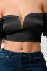 LUX STRETCH SATIN OFF SHOULDER RUFFLED CROPPED TOP sold by privy