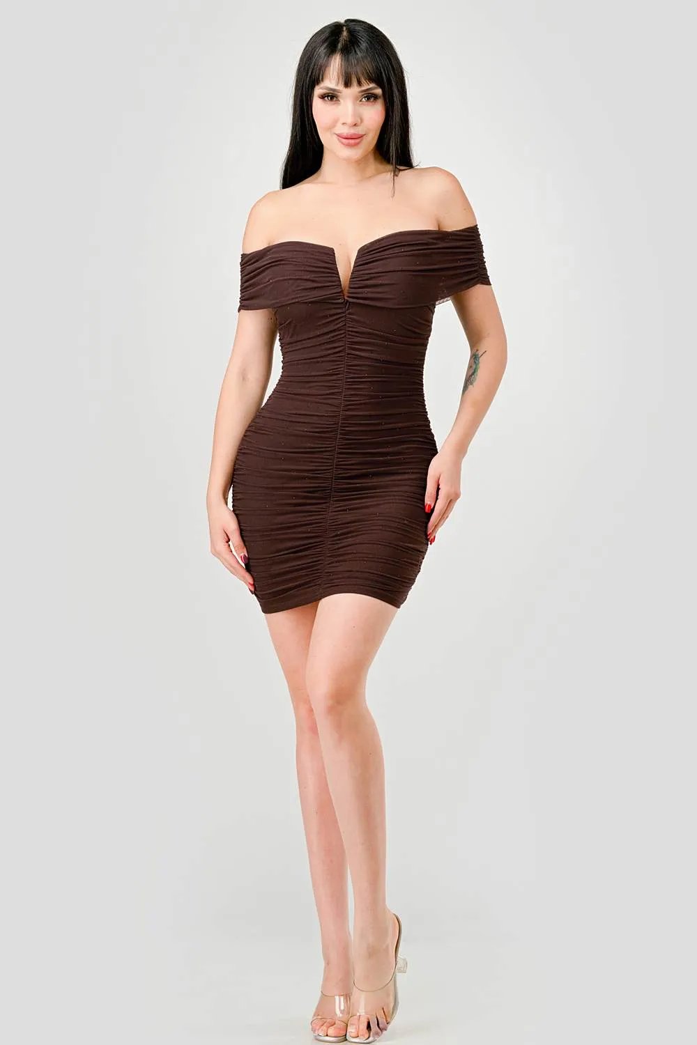 LUXE RHINESTONES MESH OFF THE SHOULDER MINI DRESS sold by privy product image thumbnail 5