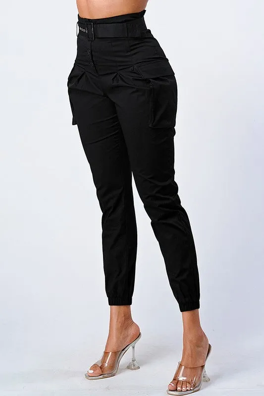 CHIC HIGH-WAISTED BELTED CARGO PANTS sold by privy product image thumbnail 3