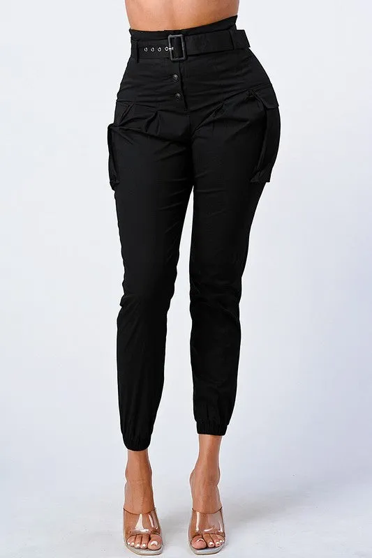 CHIC HIGH-WAISTED BELTED CARGO PANTS sold by privy product image thumbnail 2