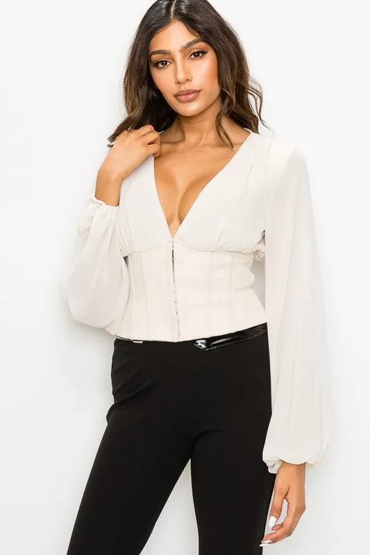 FAUX SUEDE AND CHIFFON COMBO TOP sold by privy product image thumbnail 2