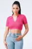 COLLARED RIB KNIT OPEN BACK TIE CROP TOP sold by privy
