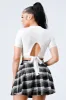 COLLARED RIB KNIT OPEN BACK TIE CROP TOP sold by privy