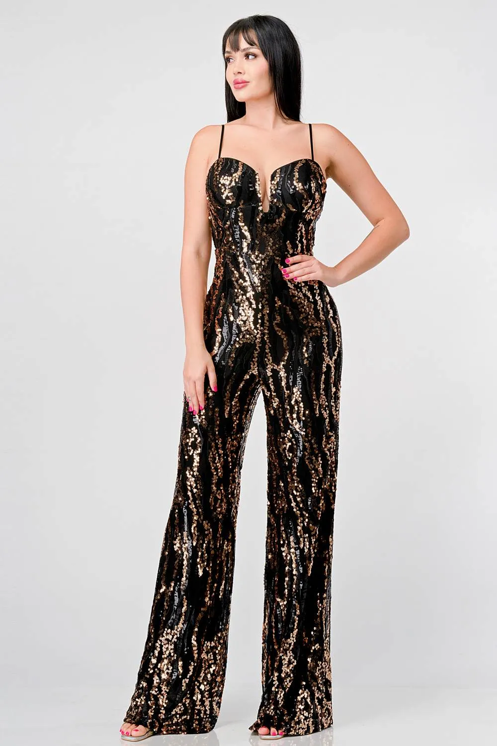 LUXE WAVE SEQUINS SWEETHEART SLEEVELESS JUMPSUIT sold by privy product image thumbnail 5