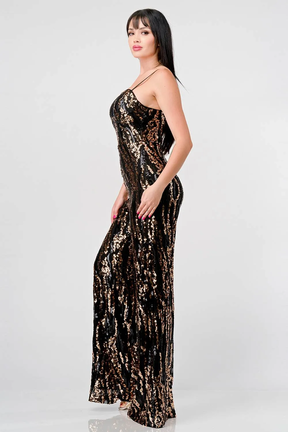 LUXE WAVE SEQUINS SWEETHEART SLEEVELESS JUMPSUIT sold by privy product image thumbnail 3