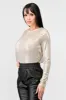 METALLIC FOILED COWL OPEN BACK TIE BODYSUIT sold by privy