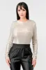 METALLIC FOILED COWL OPEN BACK TIE BODYSUIT sold by privy