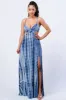PD71816H-W / TIE DYE PRINT SIDE CUTOUTS V-NECK SLITTED MAXI DRESS sold by privy