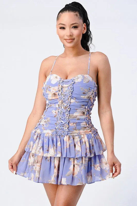 CHIC LAVENDER BOLD LACE FRILLED BODYCON DRESS sold by privy