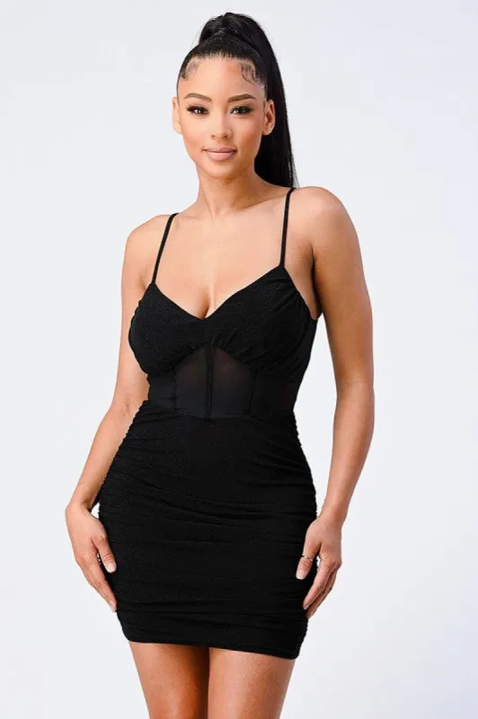 SEXY SHEER RUCHED CAMI MINI DRESS sold by privy