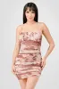 SEXY METALLIC ABSTRACT PRINT MESH MINI DRESS sold by privy