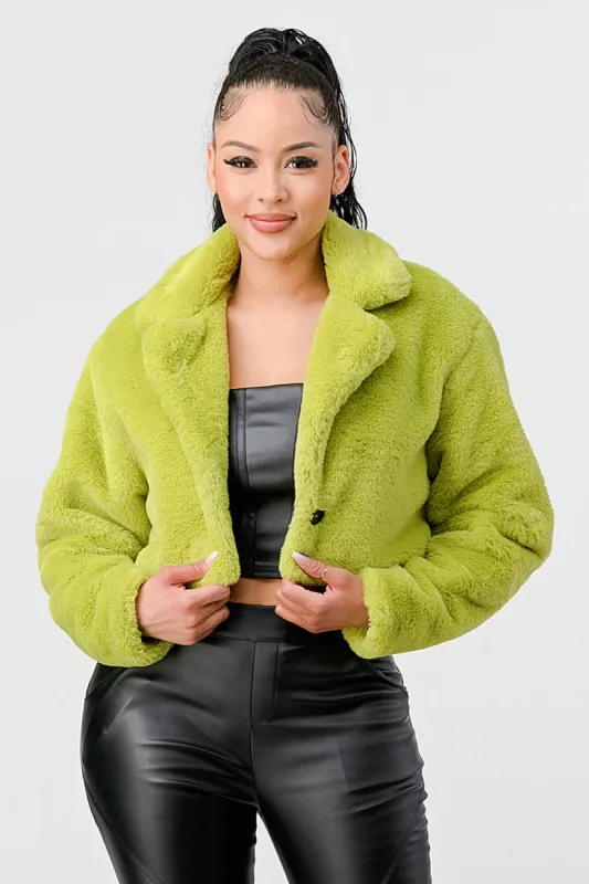 COZY FAUX FUR CROPPED COAT THICK JACKET sold by privy