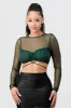 SEXY MESH SWEETHEART CROSS STRAP WAIST CROP TOP sold by privy