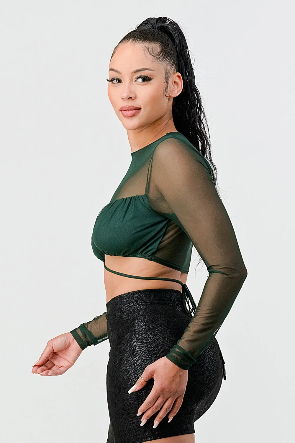 SEXY MESH SWEETHEART CROSS STRAP WAIST CROP TOP sold by privy product image thumbnail 2