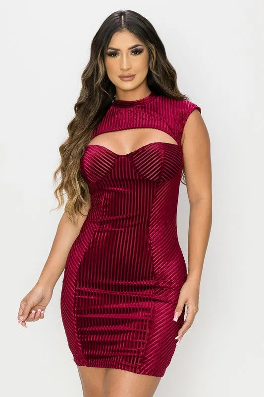 PD71611B / LUXE RIB VELVET CUTOUT SWEETHEART MINI DRESS sold by privy product image thumbnail 5