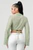 CRINKLED SATIN DRAWSTRING CROPPED SHIRT TOP sold by privy
