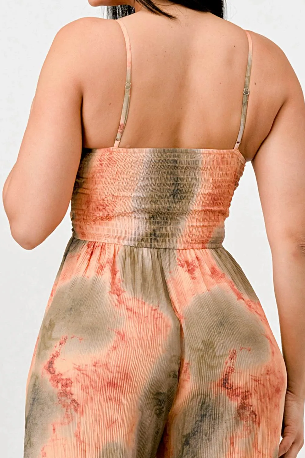 TIE DYE PRINT TWSIT KEYHOLE SMOCKED BACK JUMPSUIT sold by privy product image thumbnail 5