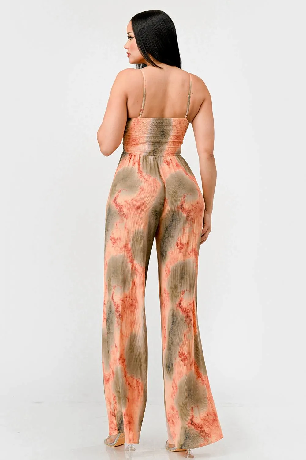 TIE DYE PRINT TWSIT KEYHOLE SMOCKED BACK JUMPSUIT sold by privy product image thumbnail 3