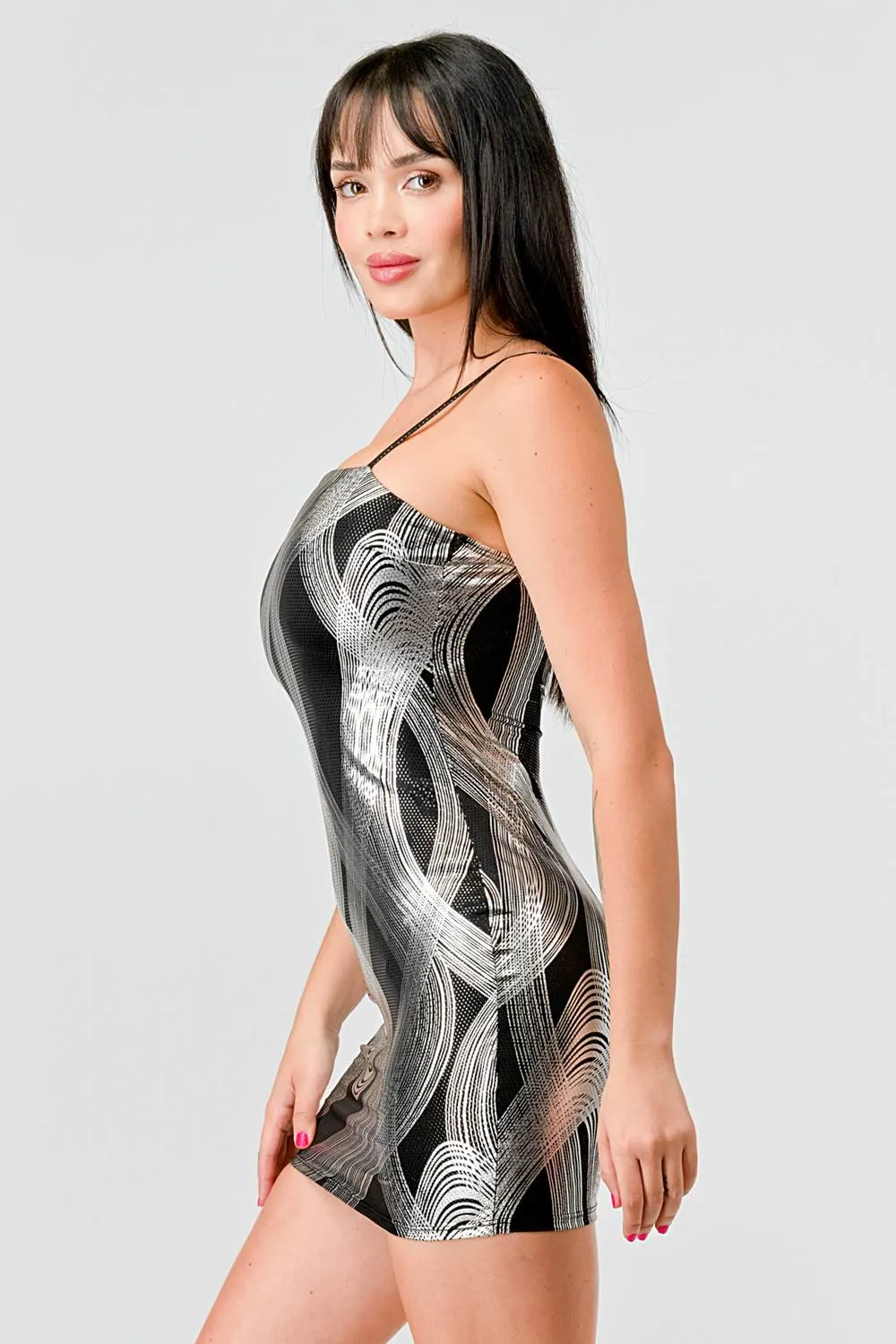 SEXY FOILED VENECHIA PRINT SLEEVELESS MINI DRESS sold by privy product image thumbnail 4