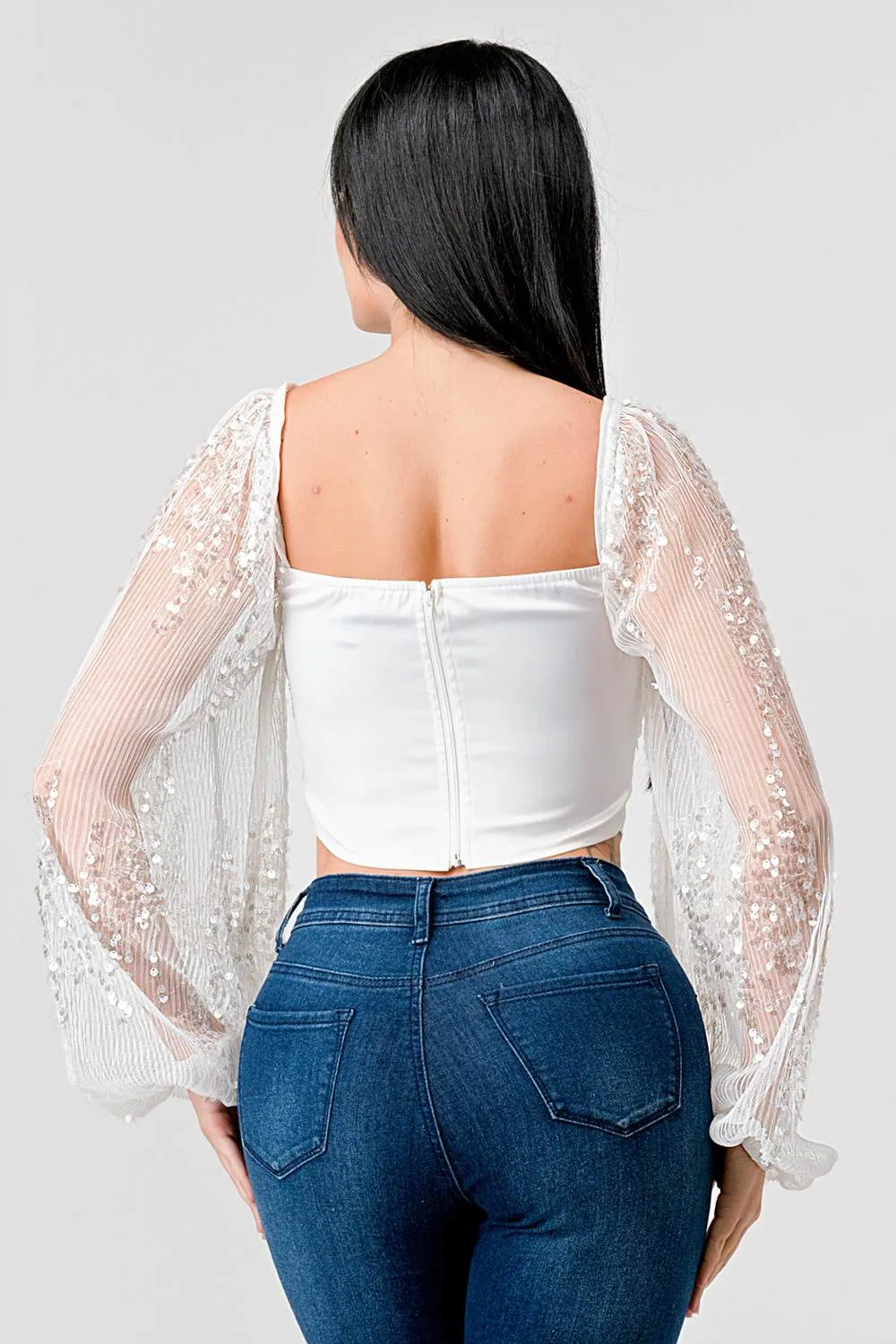 LUXE SEQUINS SWEETHEART PLEATED COREST TOP sold by privy product image thumbnail 4