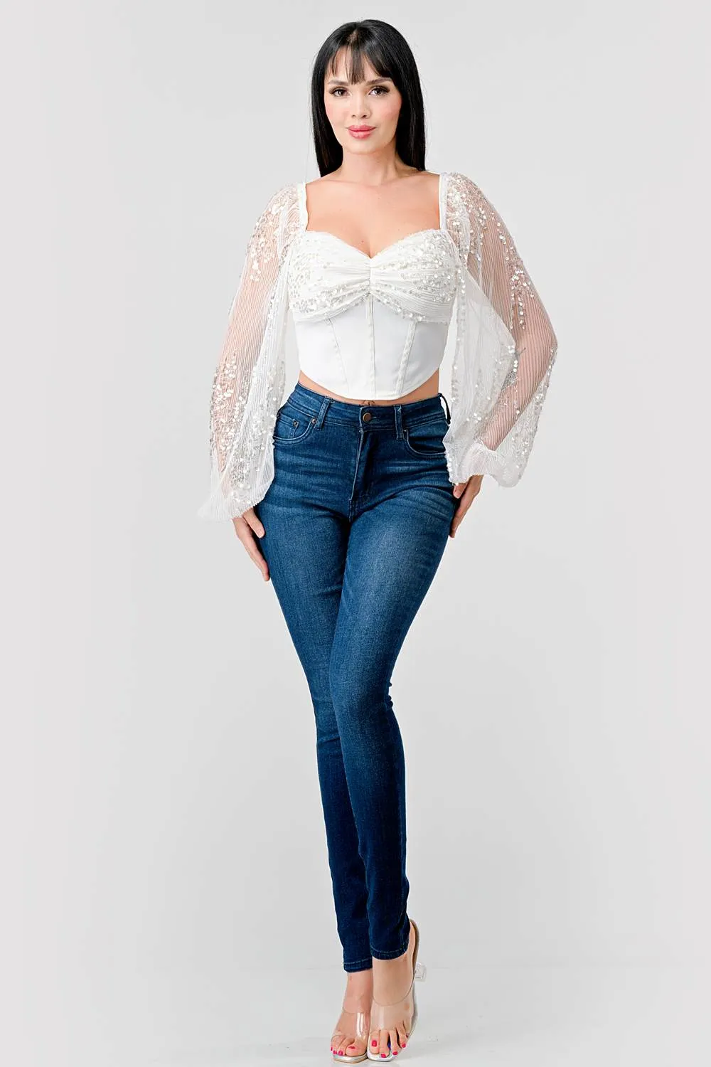 LUXE SEQUINS SWEETHEART PLEATED COREST TOP sold by privy product image thumbnail 5