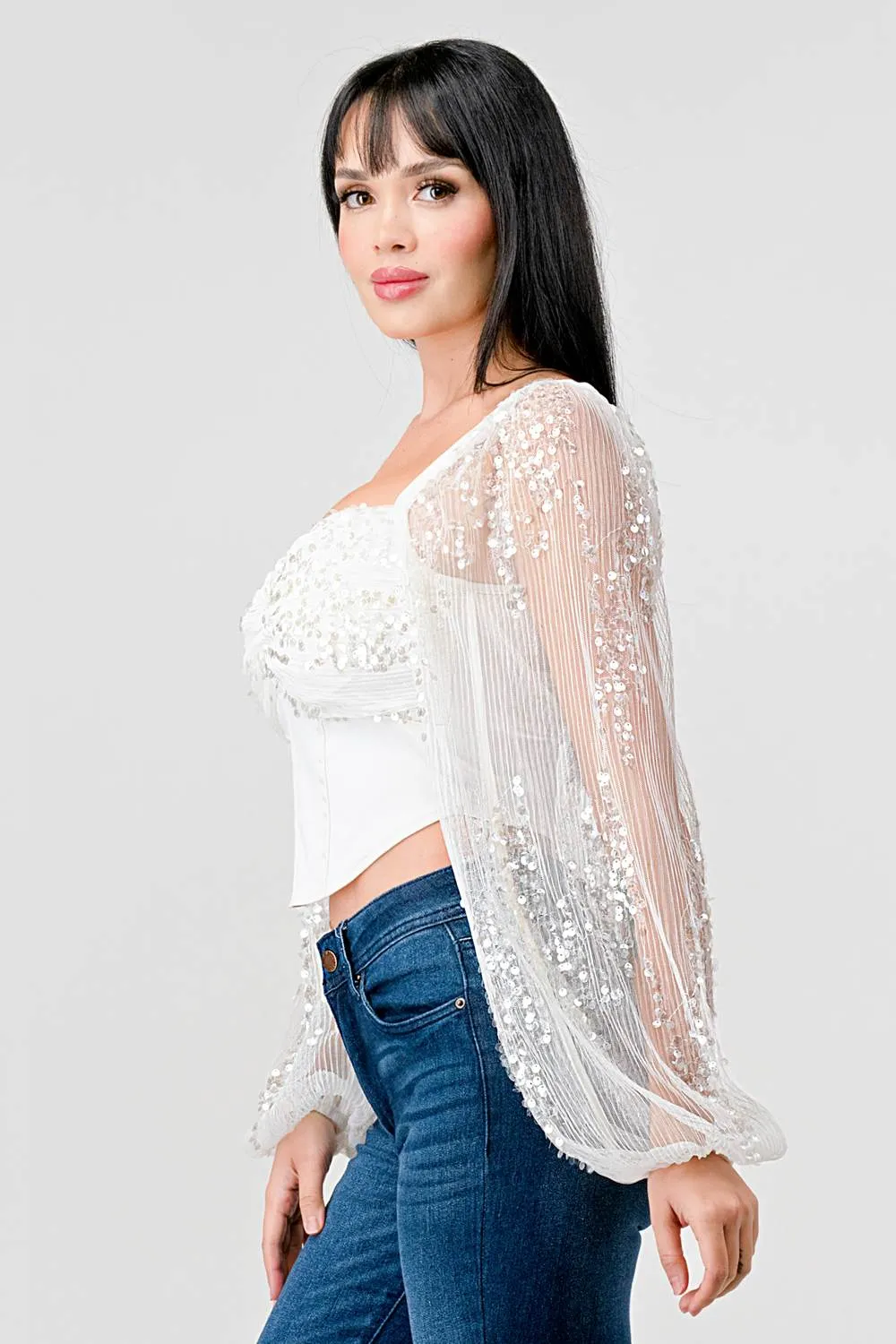LUXE SEQUINS SWEETHEART PLEATED COREST TOP sold by privy product image thumbnail 3