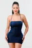 LUX DRAWSTRING LACE UP BACK GLITTER MINI DRESS sold by privy
