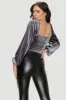 VELVET SWEETHEART FRONT SHIRRING CROPPED TOP sold by privy