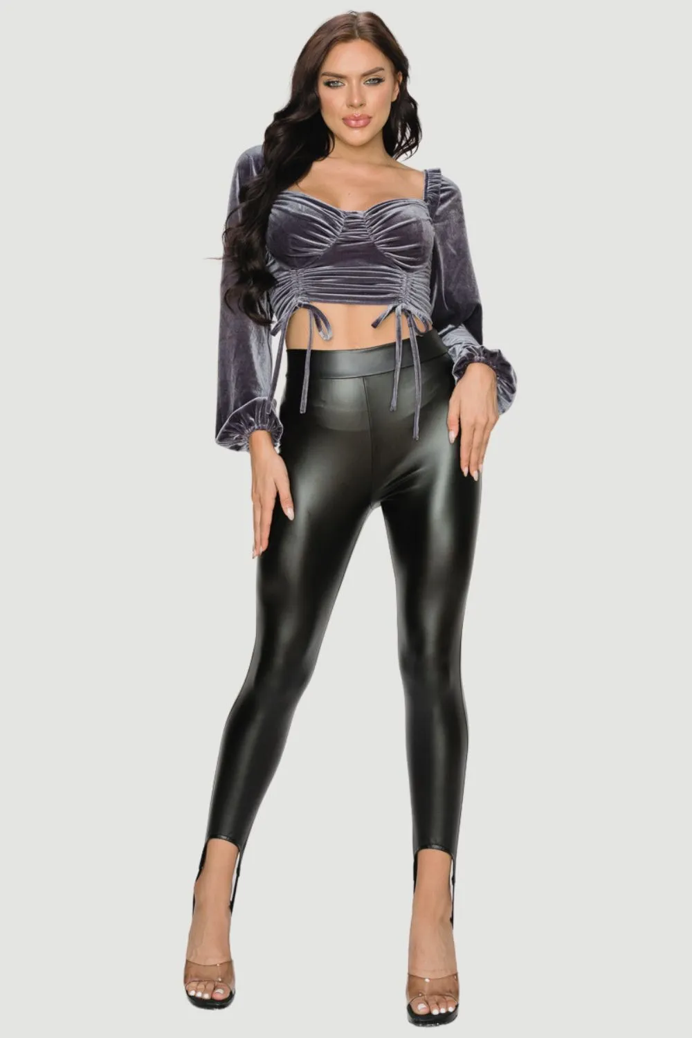 VELVET SWEETHEART FRONT SHIRRING CROPPED TOP sold by privy product image thumbnail 4