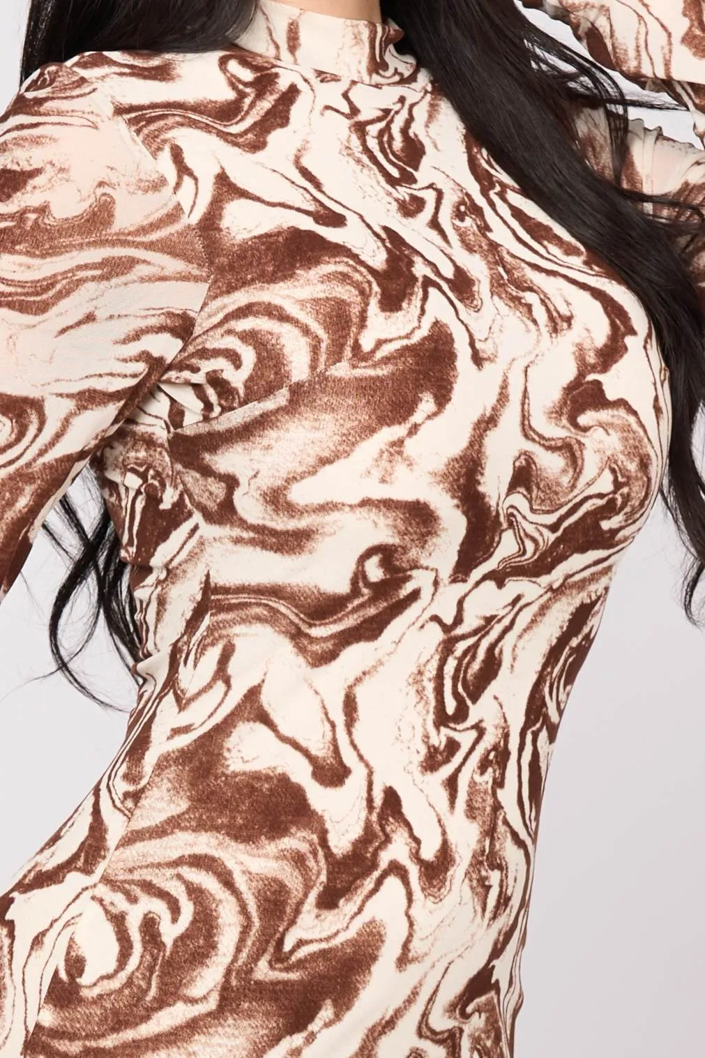 SEXY MARBLE VELVET FLOCKING BODYCON MIDI DRESS sold by privy product image thumbnail 5