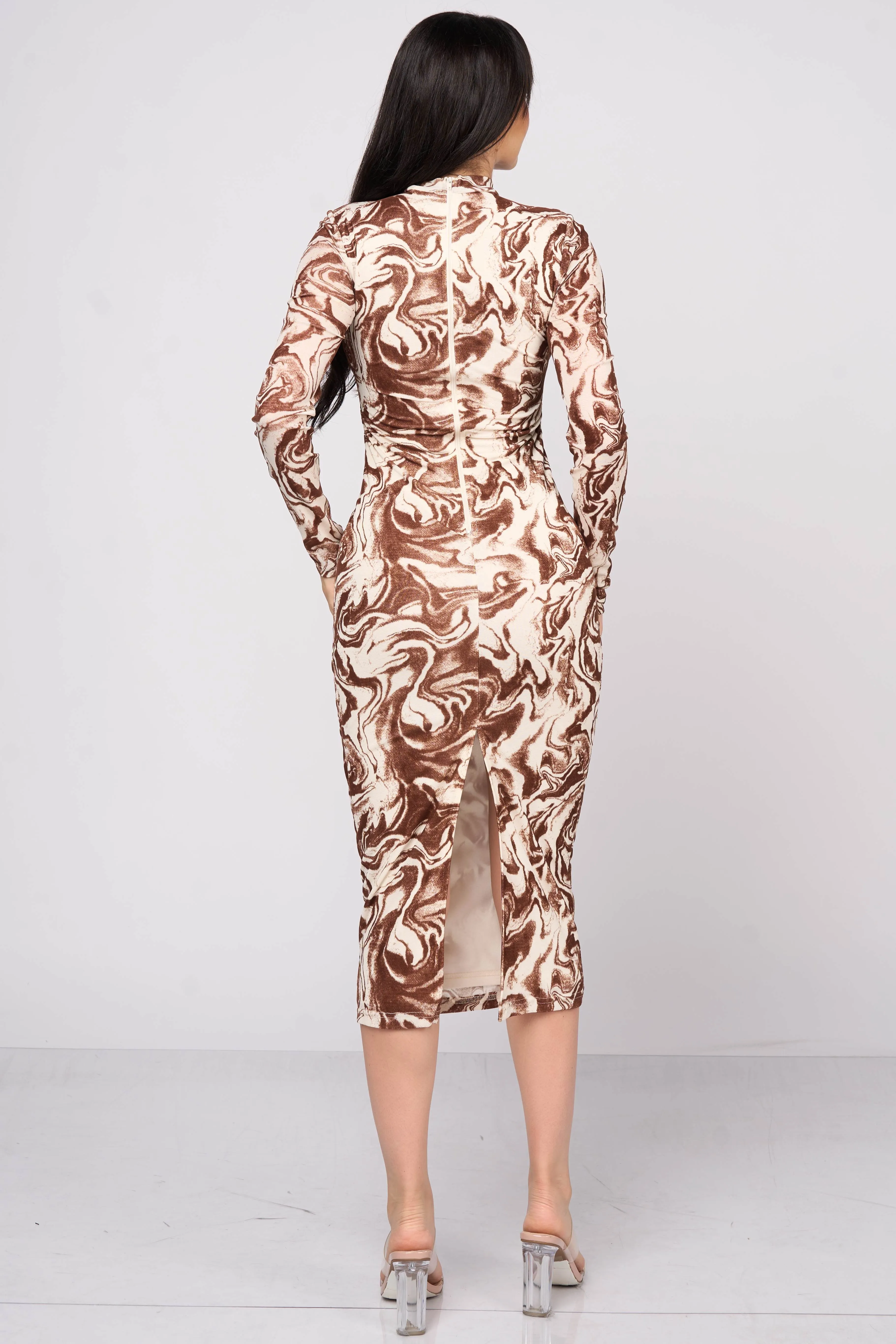 SEXY MARBLE VELVET FLOCKING BODYCON MIDI DRESS sold by privy product image thumbnail 3