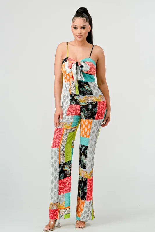 BOHO BANDANA KNOT SWEETHEART SLEEVELESS JUMPSUIT sold by privy