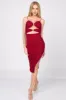LUXE JEWELED BOWS KNOT CUTOUTS RUCHED MIDI DRESS sold by privy
