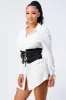 RUCHED SATIN LACE-UP CORSET BELT sold by privy